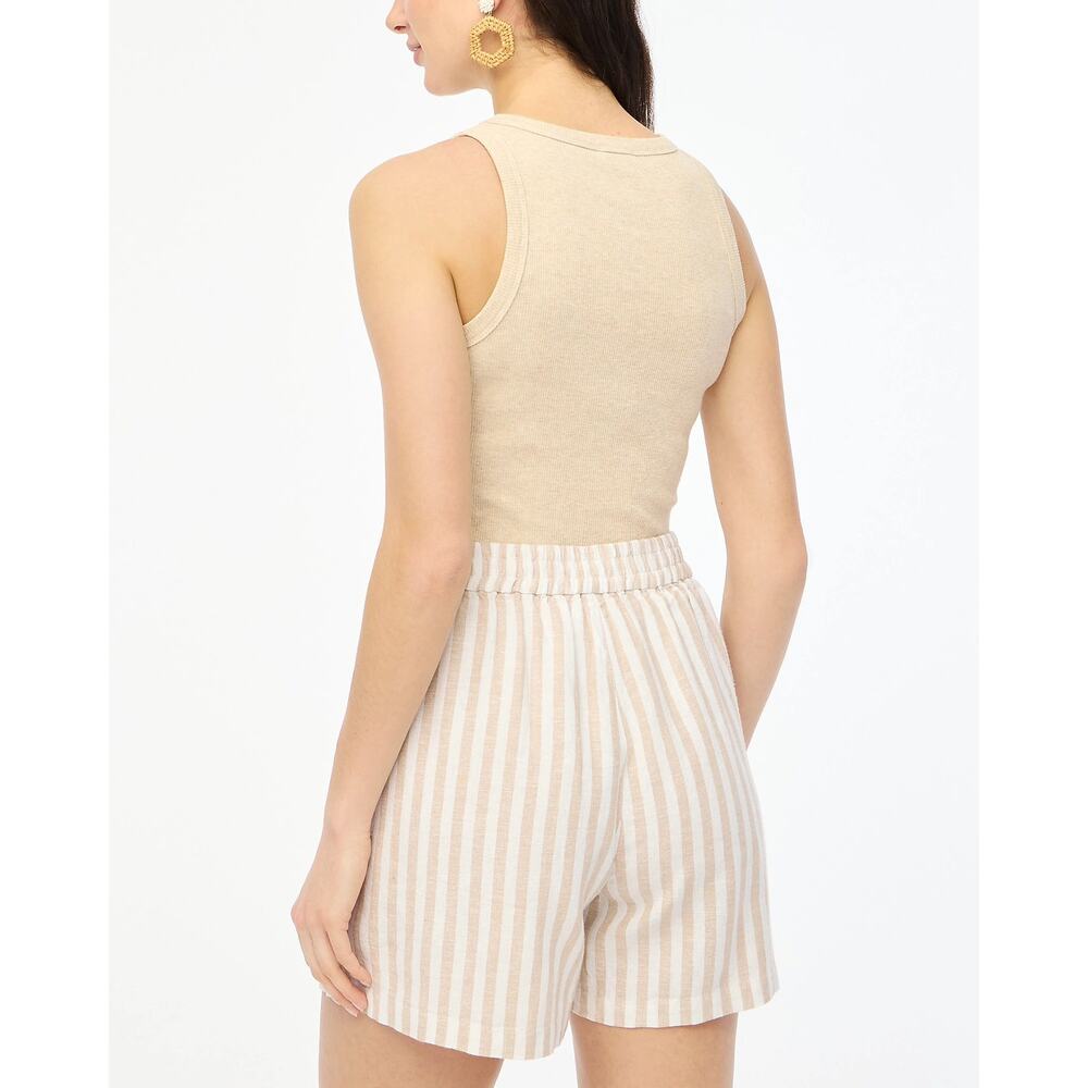 NWT J.Crew Striped Linen-Blend Drawstring Short Vintage Sandstone White Size S - Picture 2 of 8